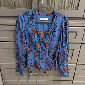 ASTR The Label Women's Blue Floral Wrap Top